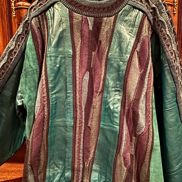 MENS LUXURY DESIGNER LEATHER SWEATER size L - Picture 12 of 13